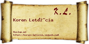Koren Letícia névjegykártya